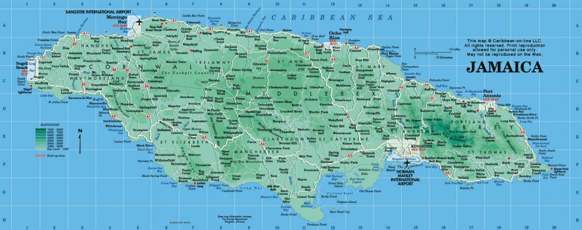 un mapa de xamaica