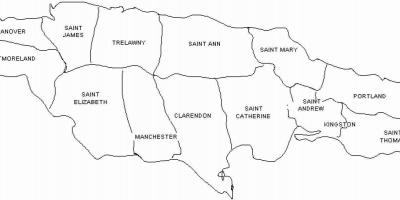 Xamaica mapa e parroquias