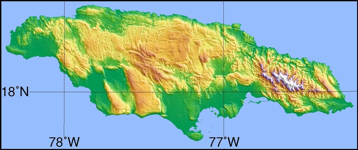 Mapa topográfico de xamaica