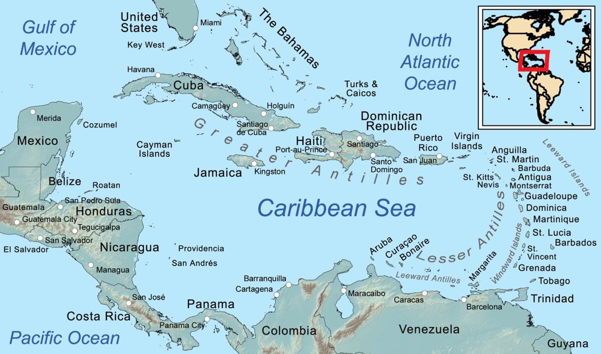 xamaica no mapa no caribe