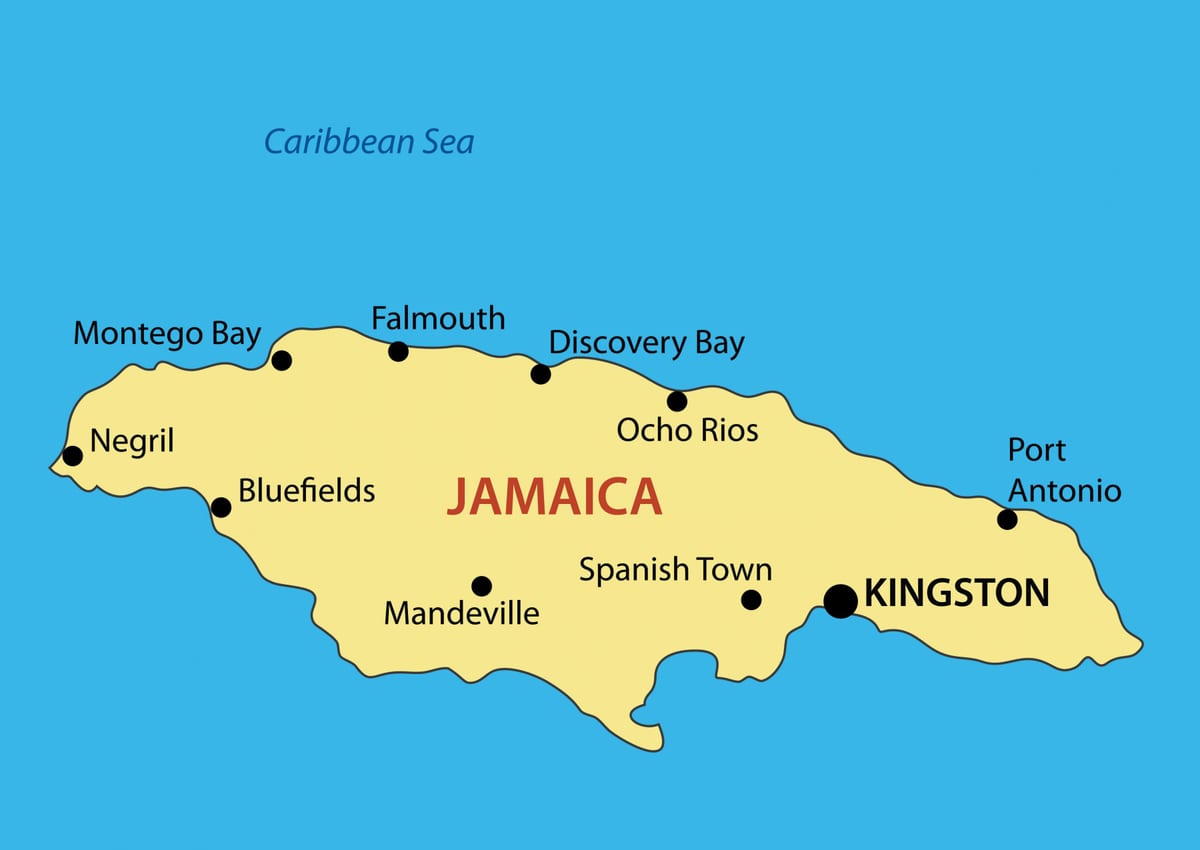 Mapa de xamaica cidades