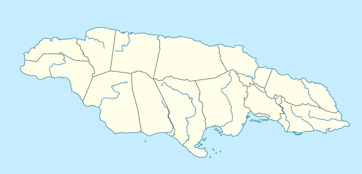 mapa de xamaica mostrando ríos