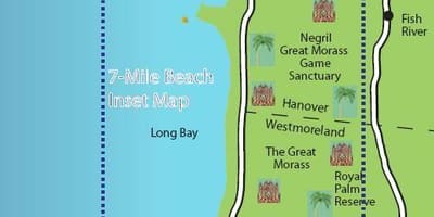 Mapa de negril xamaica 7 mile beach