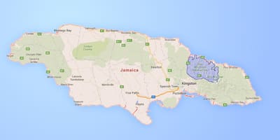 Mapa de montañas azuis xamaica