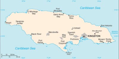 Mapa de xamaica área 