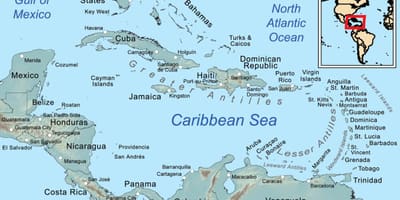 Xamaica no mapa no caribe