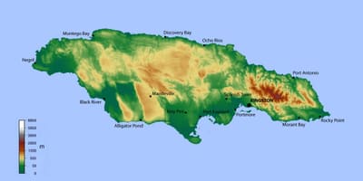 Mapa de xamaica elevación 