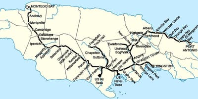 Mapa de xamaica estación de tren
