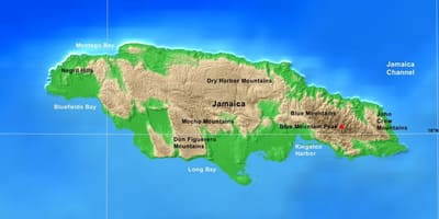 Mapa de xamaica montañas 